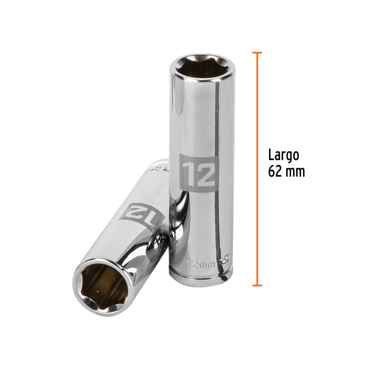 Deep Socket, 6 Points, 3/8" Drive, 12mm TRUPER