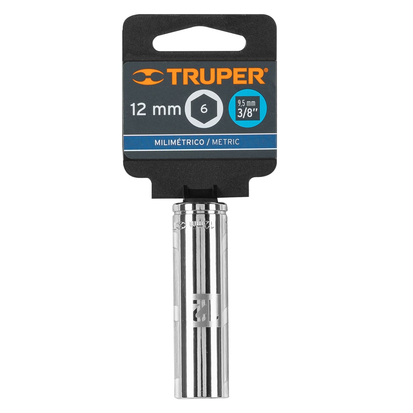 Deep Socket, 6 Points, 3/8" Drive, 12mm TRUPER