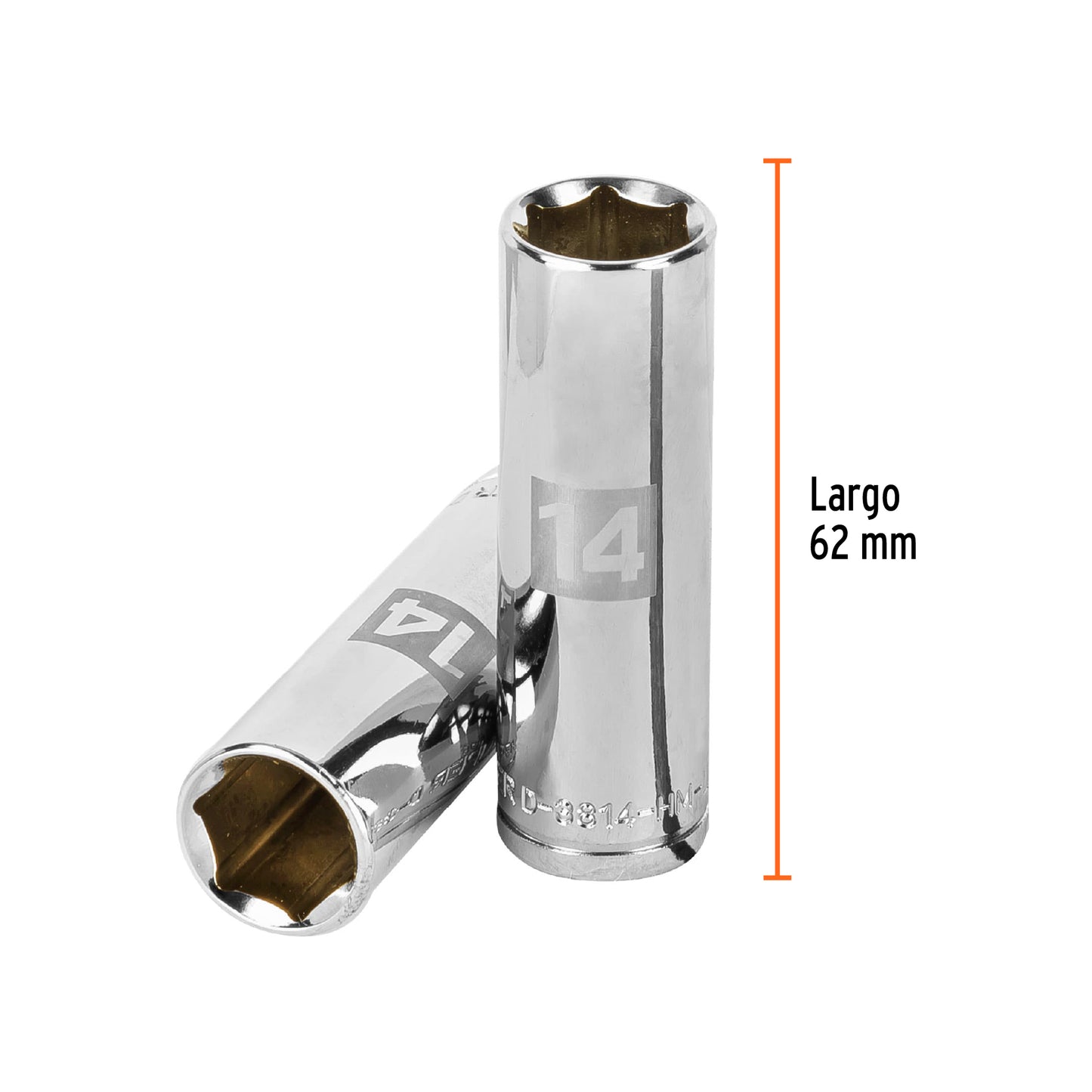 Deep Socket, 6 Points, 3/8" Drive, 14mm TRUPER