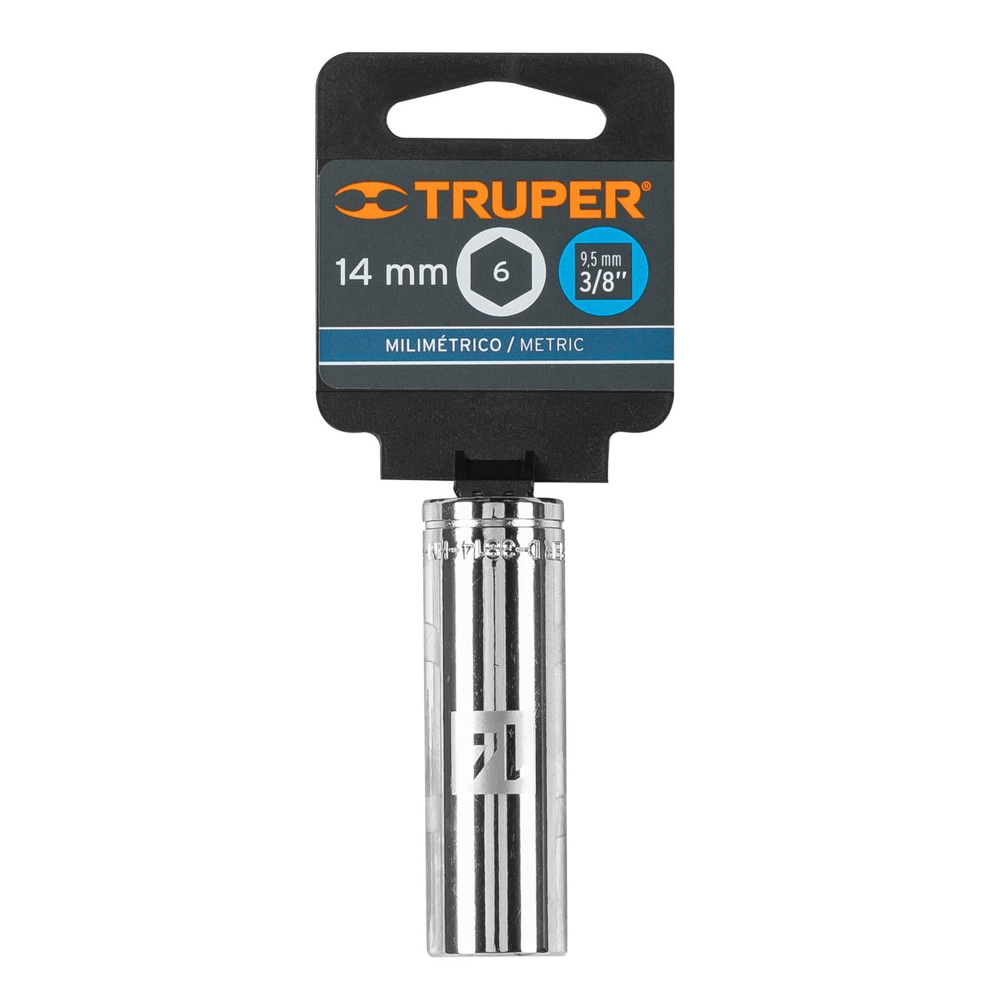 Deep Socket, 6 Points, 3/8" Drive, 14mm TRUPER