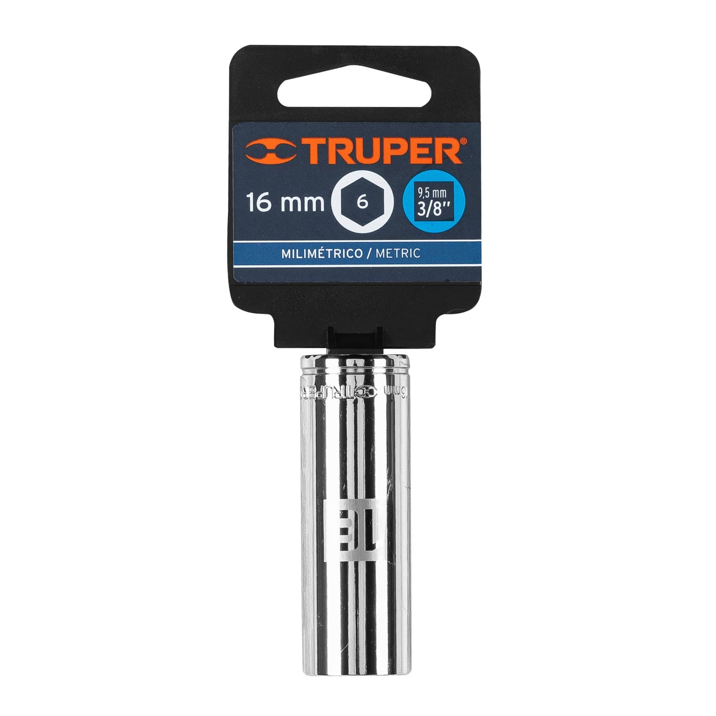 Deep Socket, 6 Points, 3/8" Drive, 16mm TRUPER