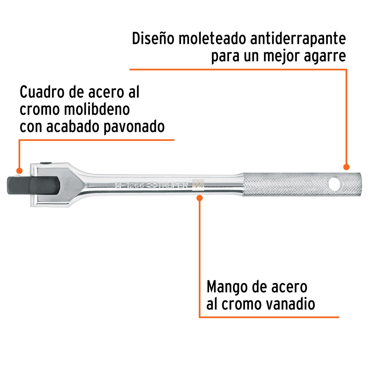Articulated Handle With 1/2" Square Drive, 10" Long, TRUPER