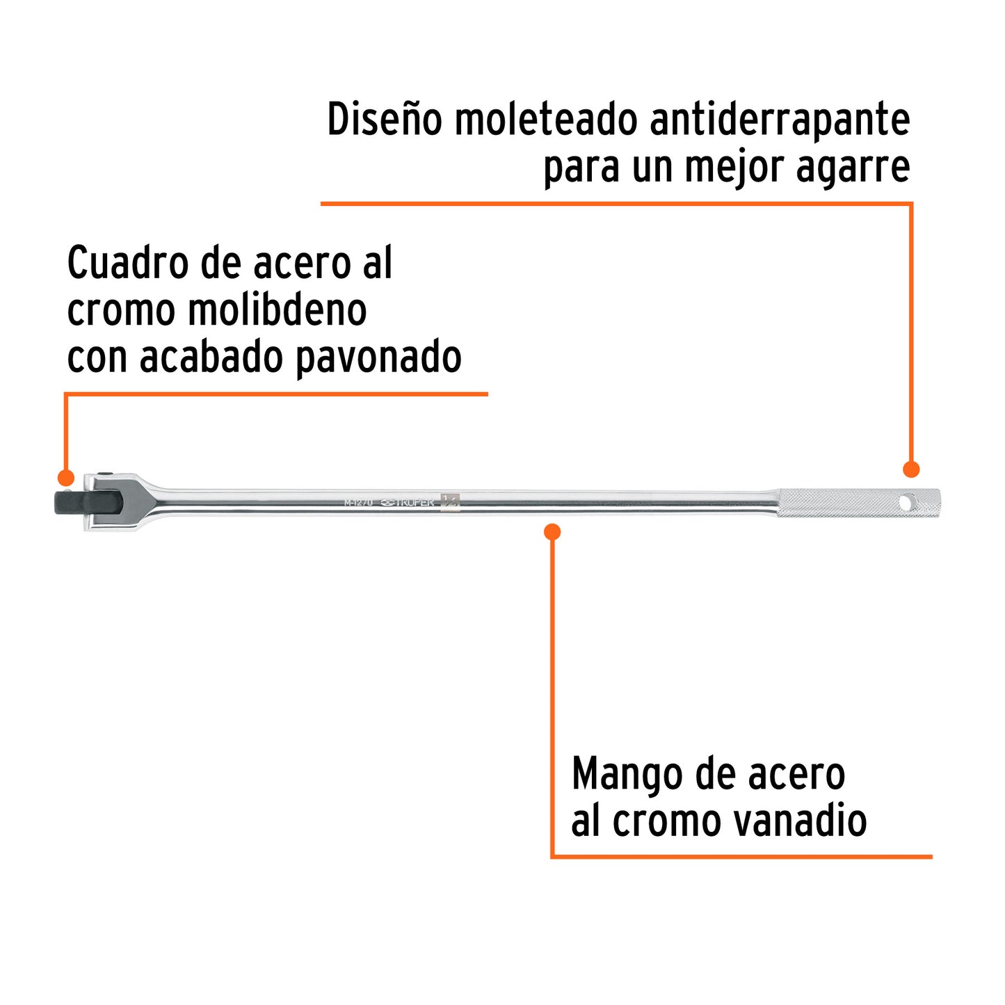 Articulated Handle With 1/2" Square Drive, 18" Long, TRUPER