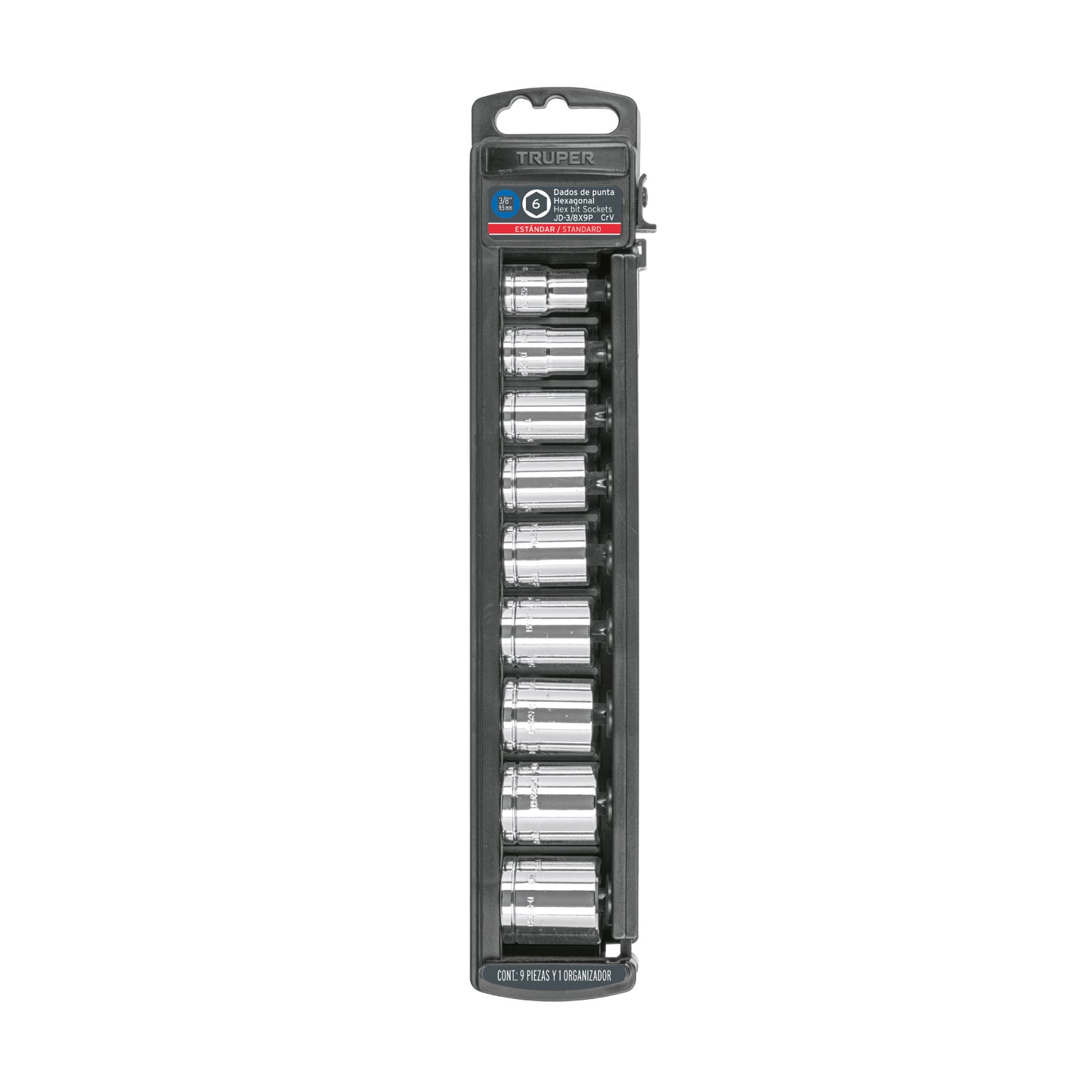 Set of 9 Sae 3/8" Drive Sockets, TRUPER