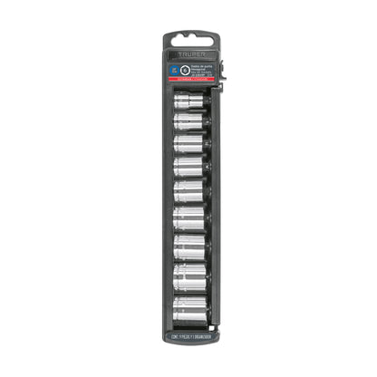 Set of 9 Sae 3/8" Drive Sockets, TRUPER