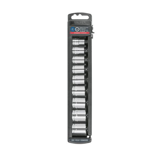 Set of 9 Sae 3/8" Drive Sockets, TRUPER