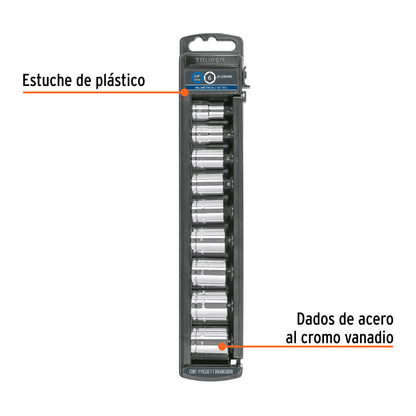 Drive Socket Set 3/8" 9-Piece Metric TRUPER