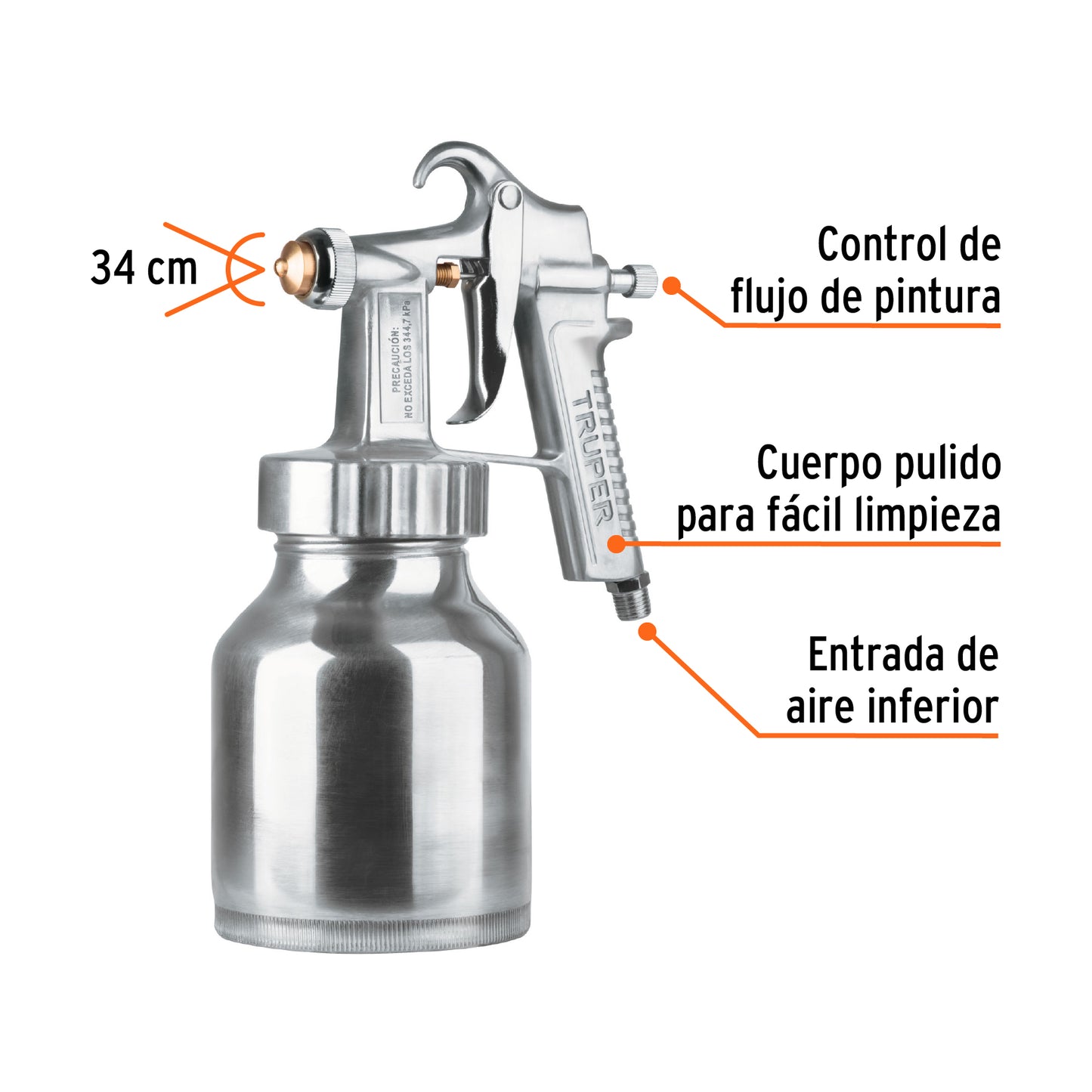 Low Pressure Paint Gun, 1.5 mm, Polished, Bottom Inlet