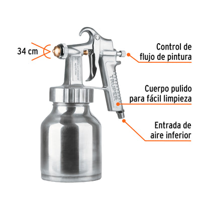 Low Pressure Paint Gun, 1.5 mm, Polished, Bottom Inlet