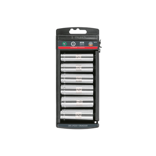 Set of 6 Long Sockets, 1/2" Drive, STD, TRUPER