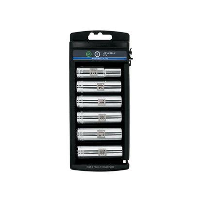 Set of 6 Long Sockets, 1/2" Drive, mm, TRUPER