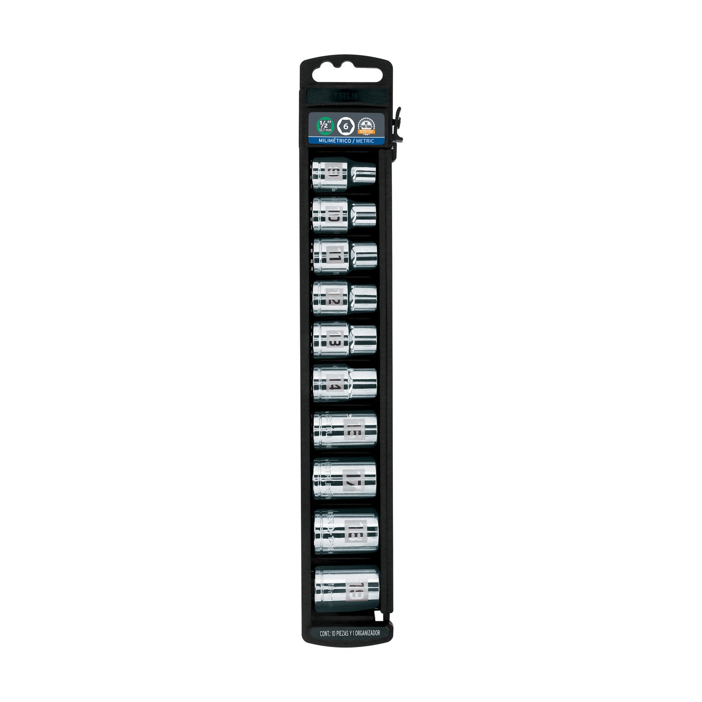 Set of 10 Pcs 1/2" Dr. Sockets, TRUPER