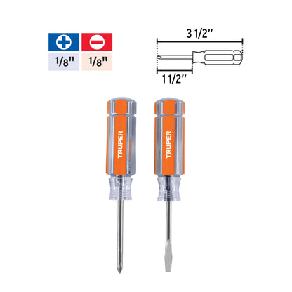 Duo of Mini Screwdrivers With Acetate Handles, TRUPER