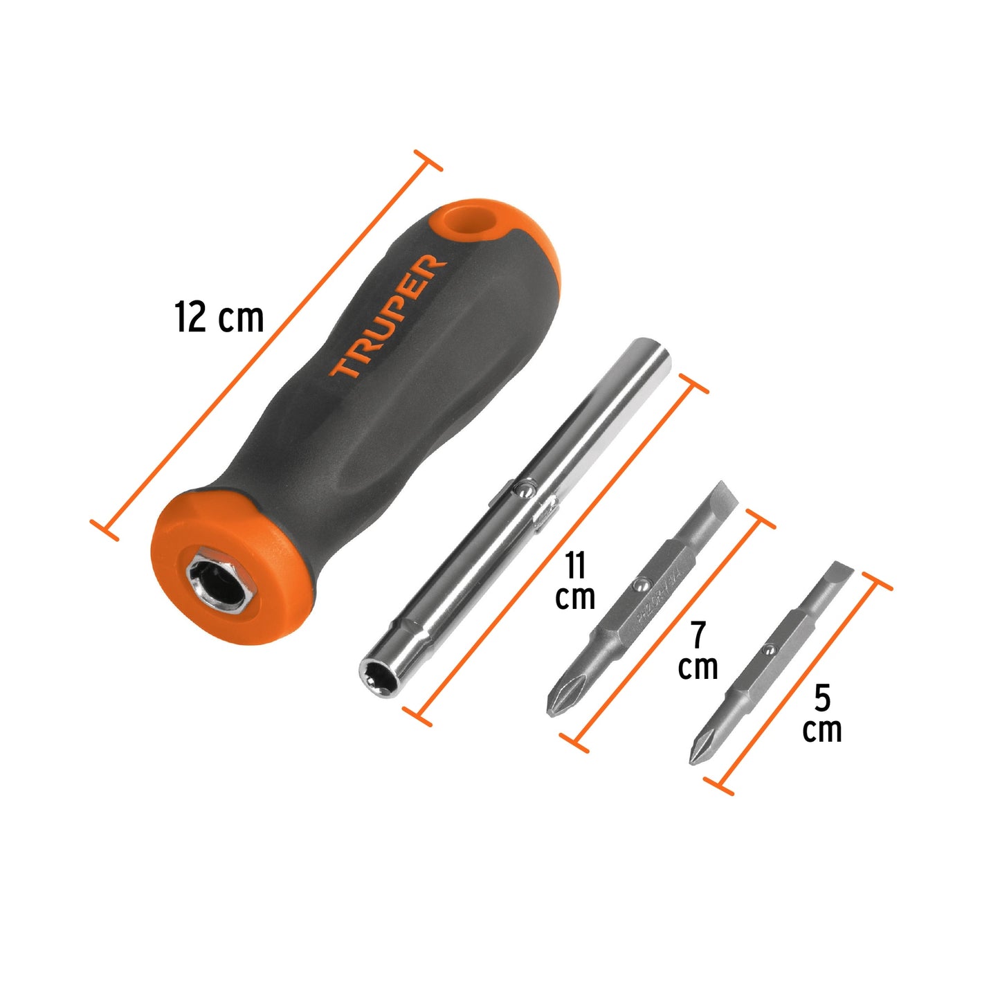 Screwdriver With 2 Double-Ended Tips And Bar With 2 Hexagonal Sockets TRUPER