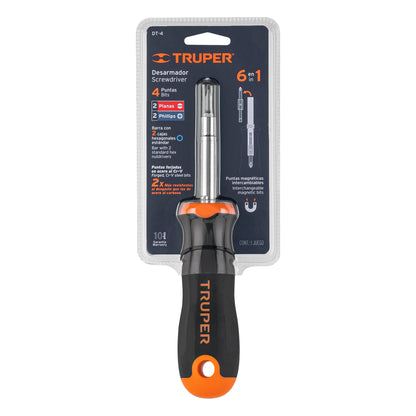 Screwdriver With 2 Double-Ended Tips And Bar With 2 Hexagonal Sockets TRUPER