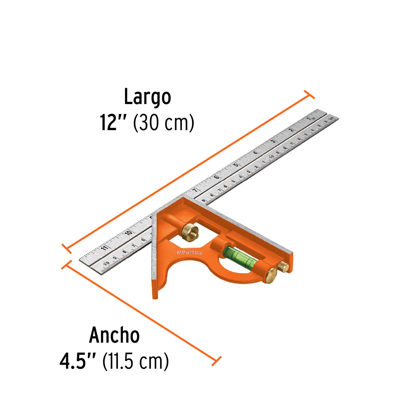 Combination Square With Marking Punch, 12" TRUPER