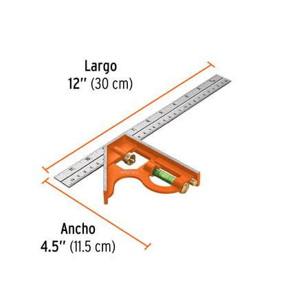 Combination Square With Marking Punch, 12" TRUPER