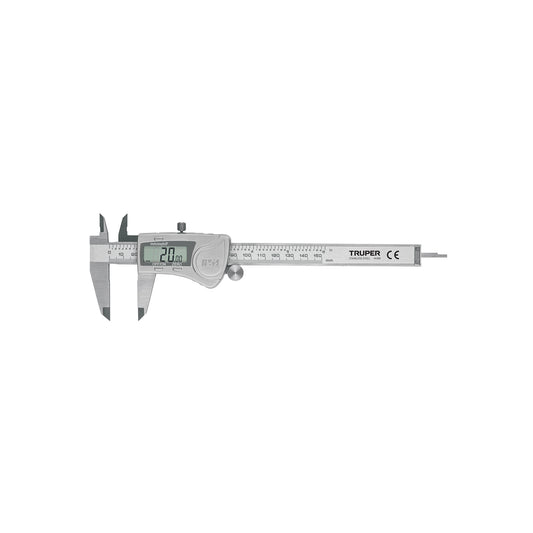 Digital Vernier Caliper, Stainless Steel, 6" Standard and Millimeter, TRUPER