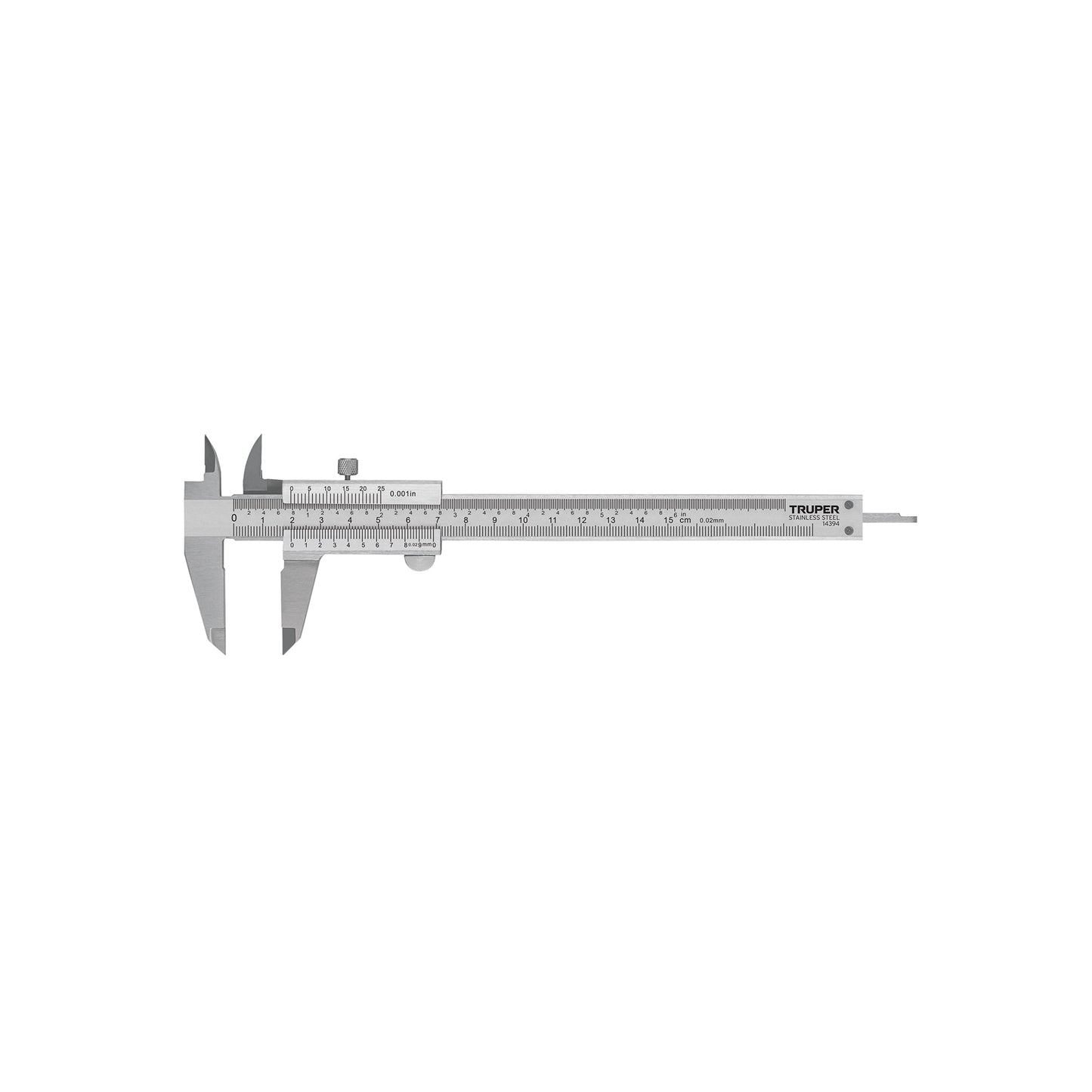 Analog Vernier Caliper, Stainless Steel, 6" Standard and Millimeter, TRUPER