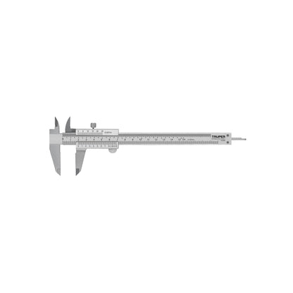 Analog Vernier Caliper, Stainless Steel, 6" Standard and Millimeter, TRUPER