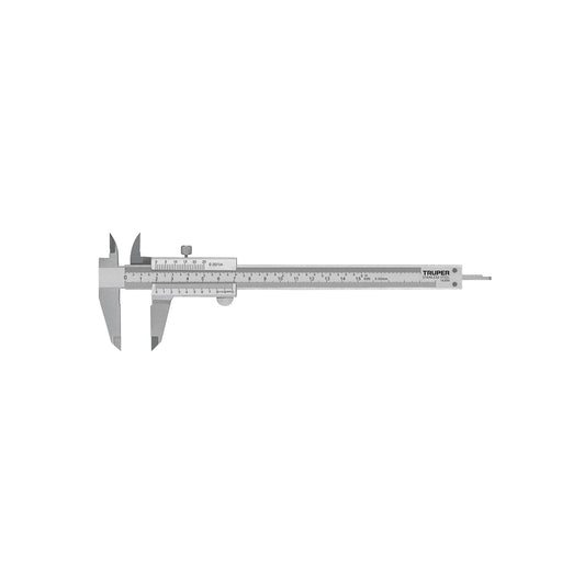 Analog Vernier Caliper, Stainless Steel, 6" Standard and Millimeter, TRUPER