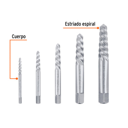 Set With 5 Screw Extractors, TRUPER