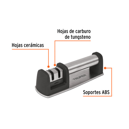 Knife Sharpener, Stainless Steel Body, TRUPER