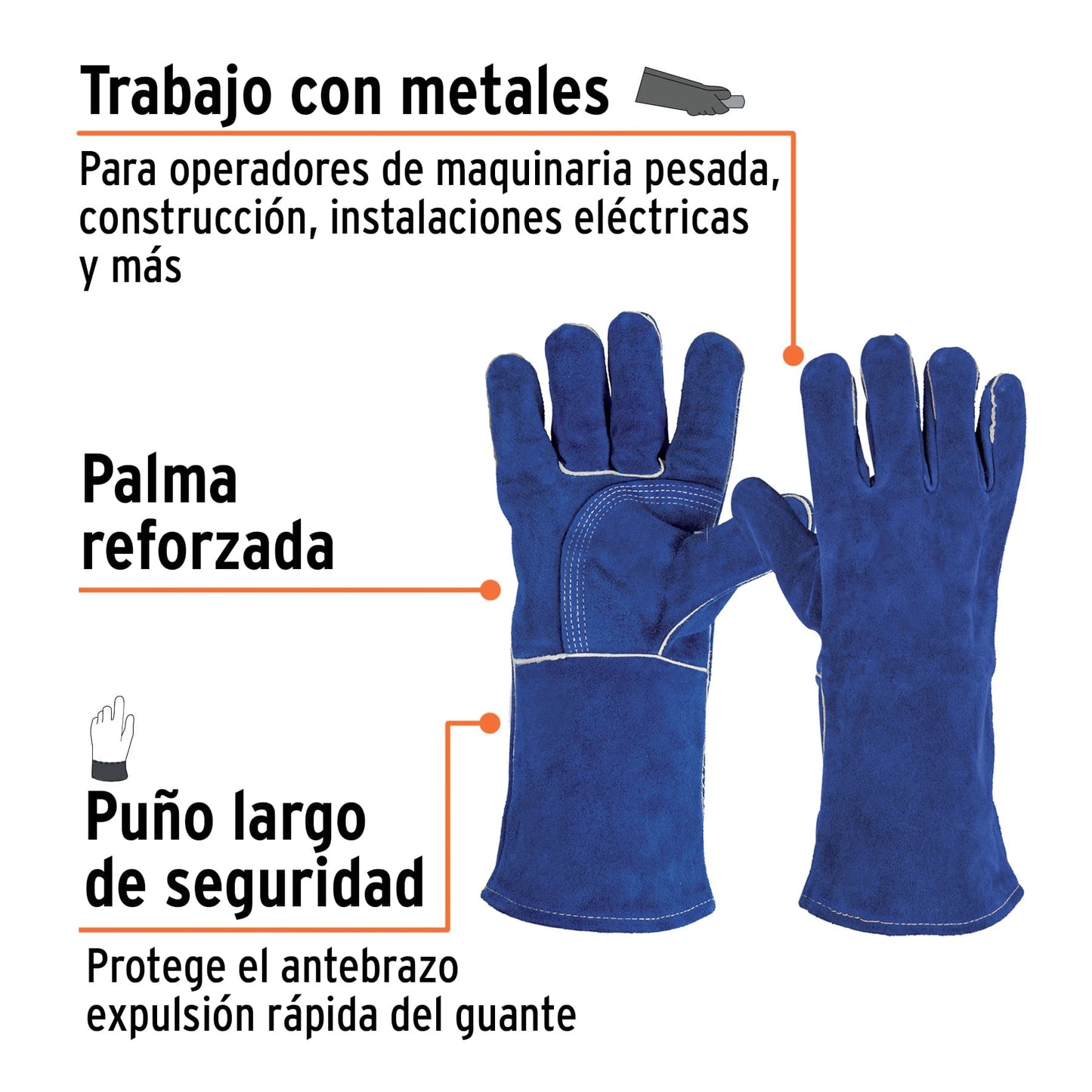 Welding Gloves, Reinforced, Blue, TRUPER