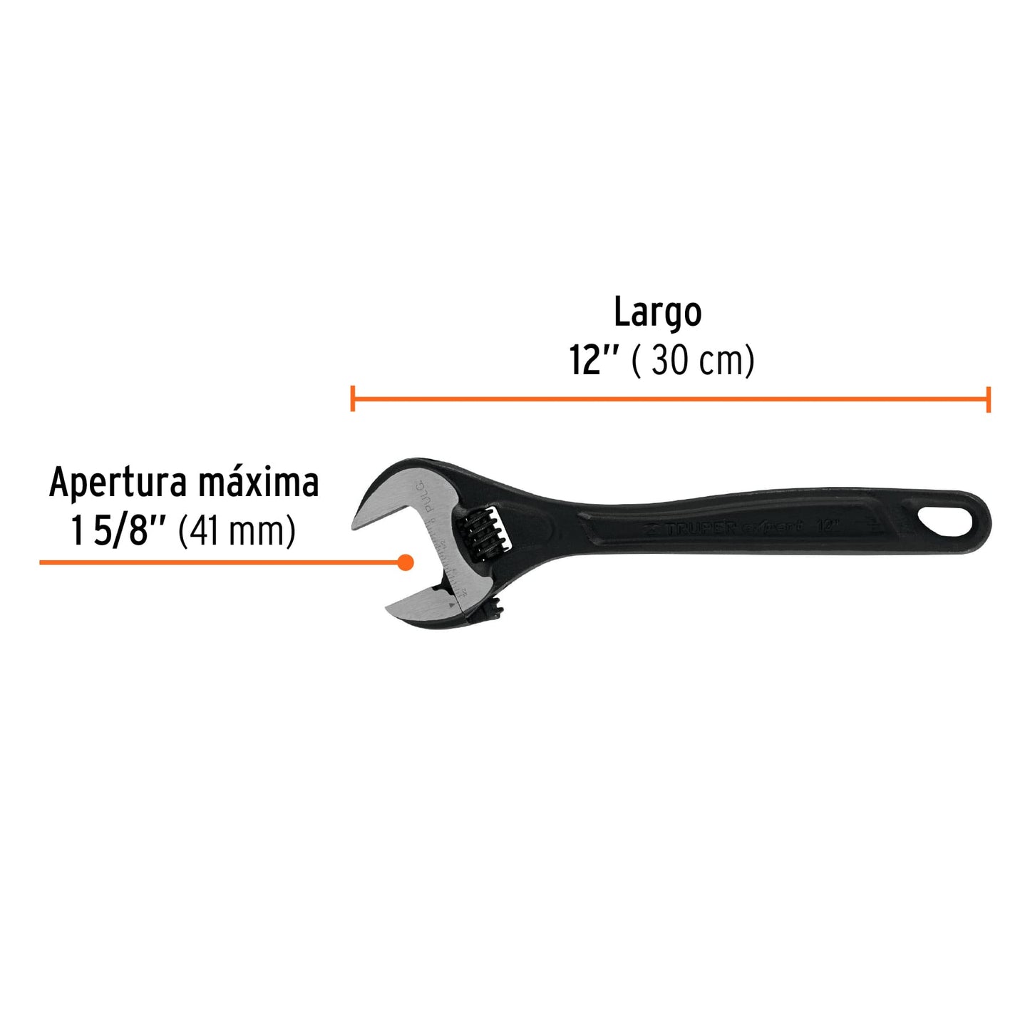 Adjustable wrench (parrot wrench) 12" professional blued finish "TRUPER"