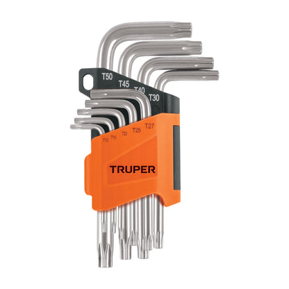 Torx Key Set With Fold-Down Organizer, 9-Piece TRUPER
