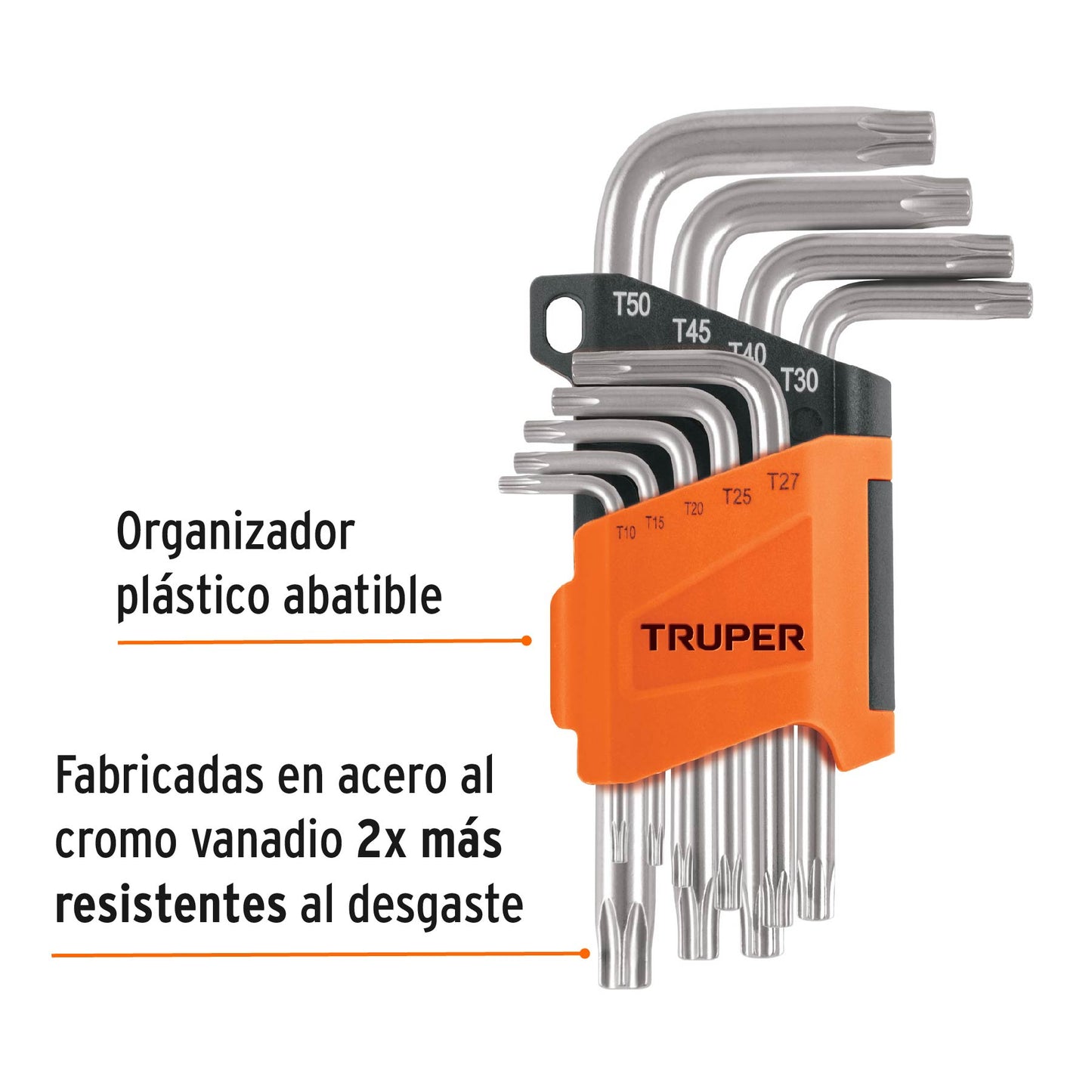 Torx Key Set With Fold-Down Organizer, 9-Piece TRUPER