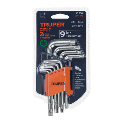 Torx Key Set With Fold-Down Organizer, 9-Piece TRUPER