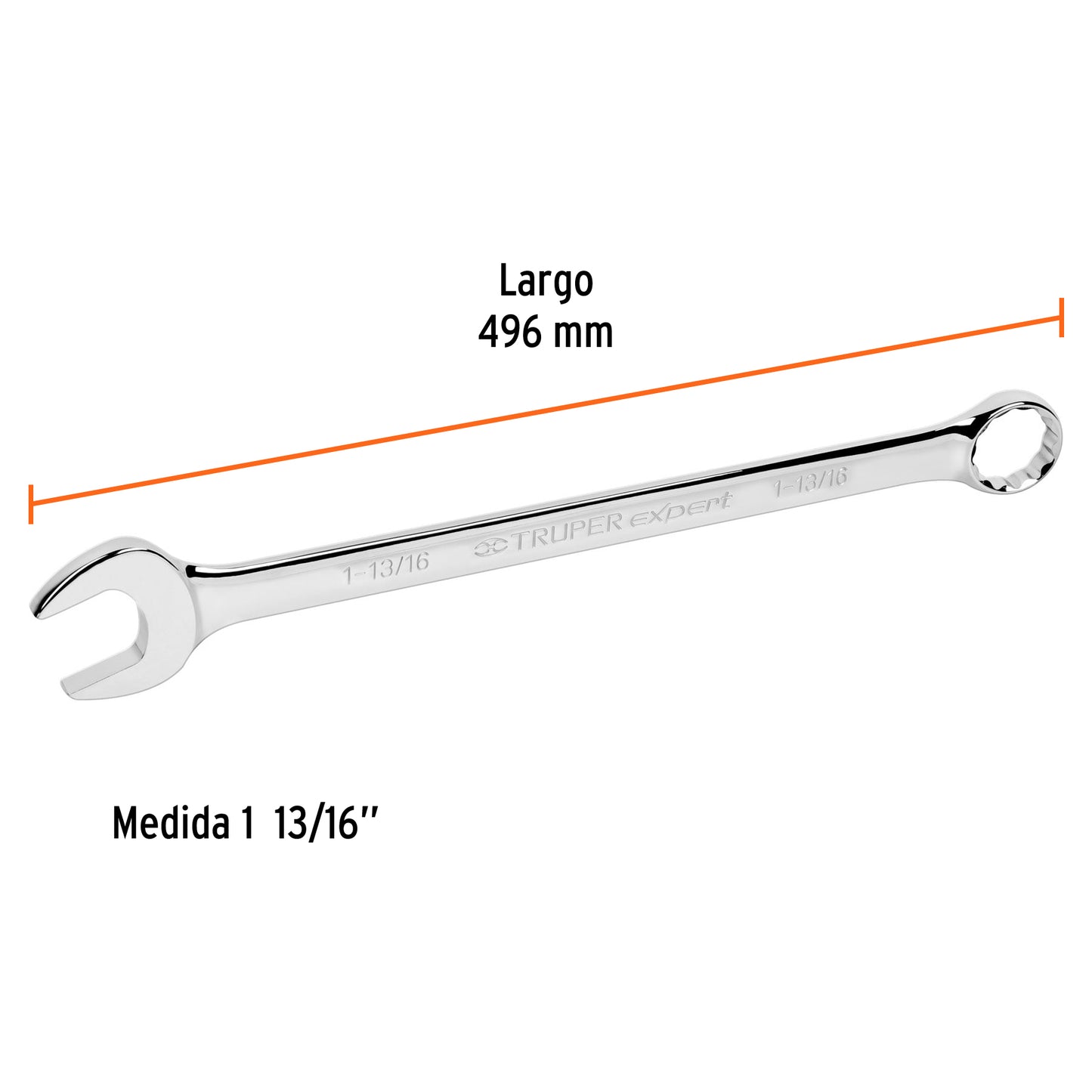 Extra-long combination wrench 1-13/16" x 496 mm long "TRUPER"