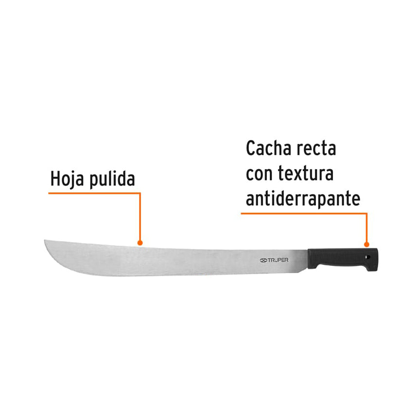 Machete Standard 22" With Black Injected Handle TRUPER