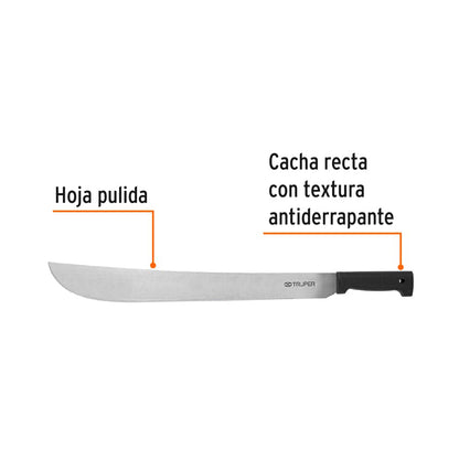 Machete Standard 22" With Black Injected Handle TRUPER