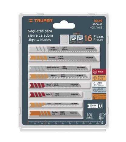 Jigsaw Blades for "T" Shank Straight Cut Set of 16