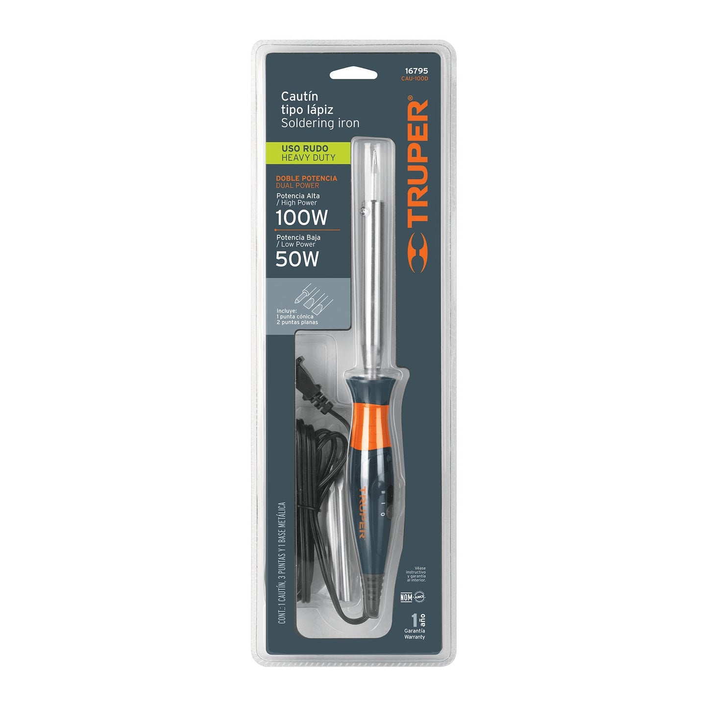 100W pencil-type soldering iron with 2 temperature settings for heavy-duty "TRUPER"