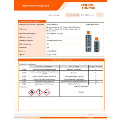 Carburetor Cleaner, 470ml (16oz), TRUPER