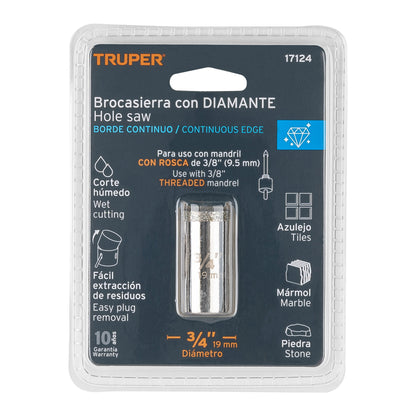Continuous Edge Diamond Drill Bit, 3/4" TRUPER