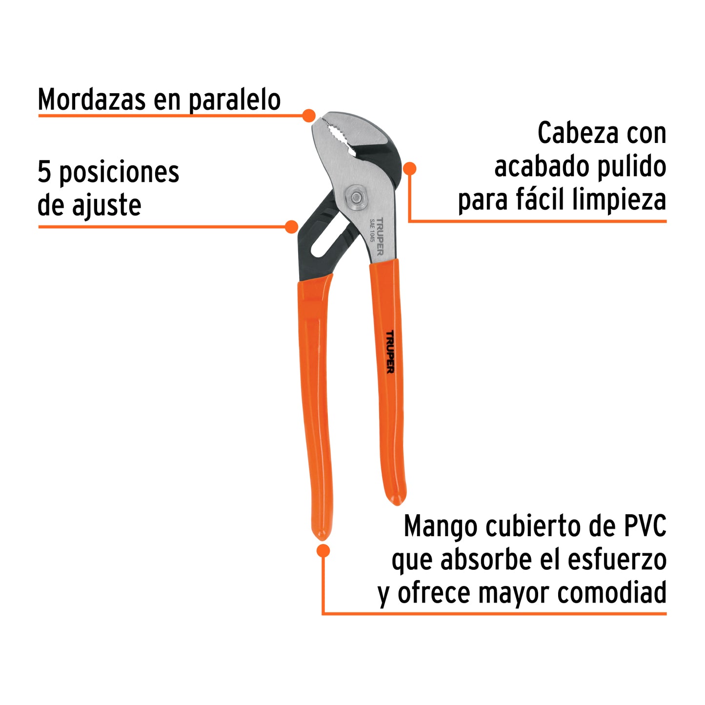 8" Extension Pliers with PVC Handle, TRUPER