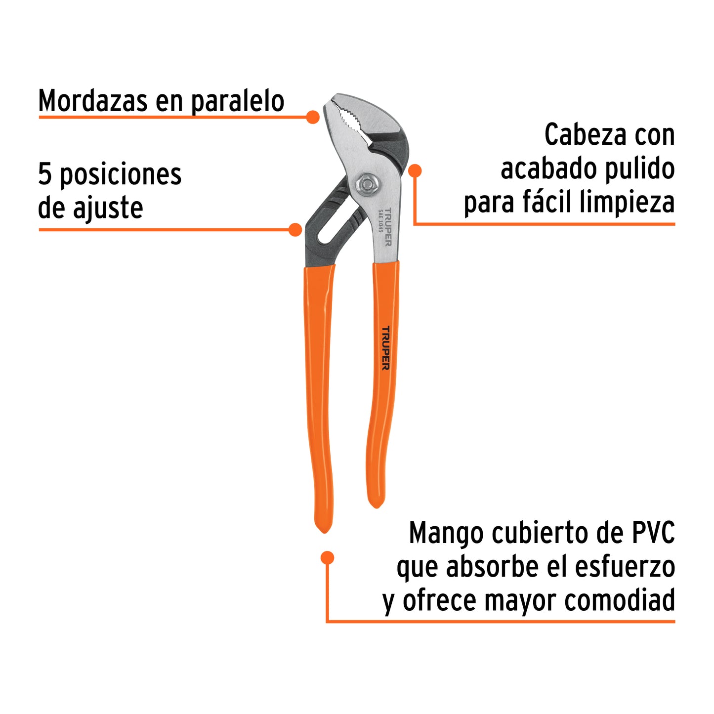 10" Extension Pliers with PVC Handle, TRUPER