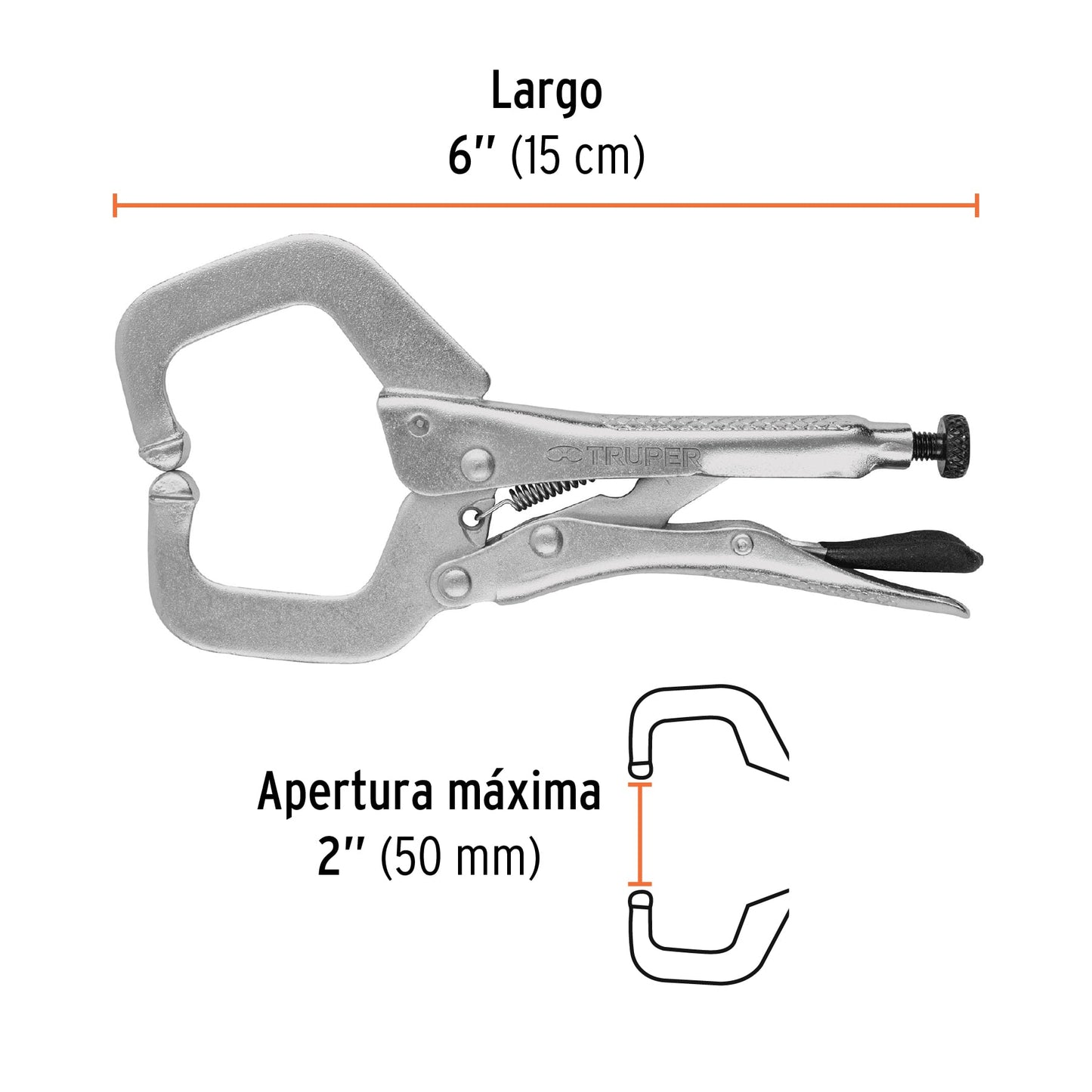6" C-type locking pliers with fixed jaw "TRUPER"