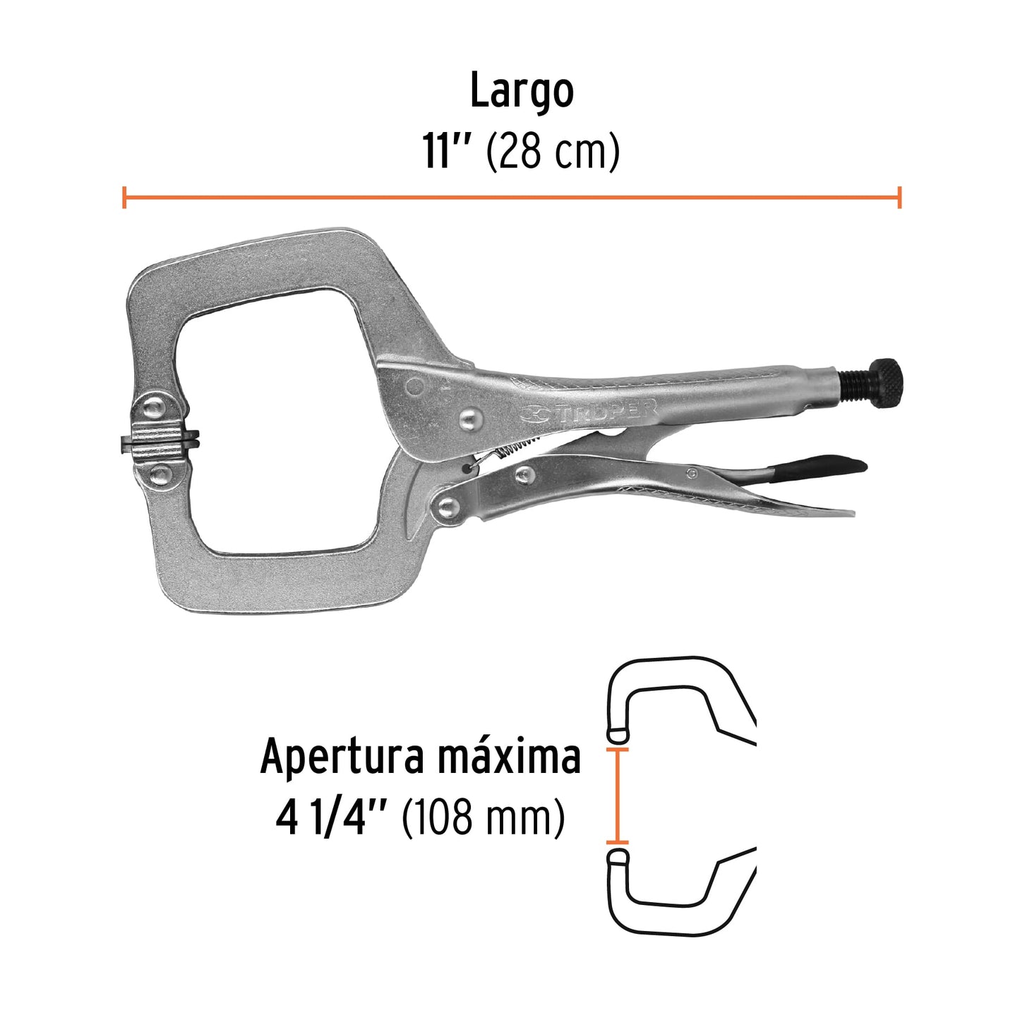 Type "C" Locking Pliers 11" With Self-Adjusting Jaw