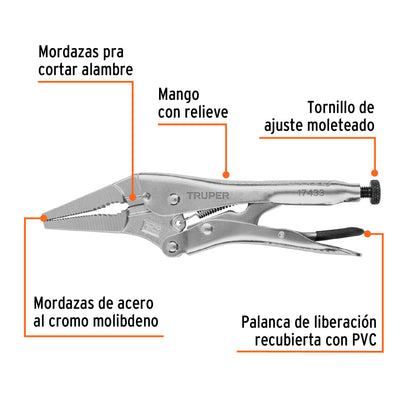 Locking Pliers, Long Nose, 9" TRUPER