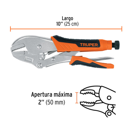 Locking pliers 10" straight jaw vinyl handle "TRUPER"