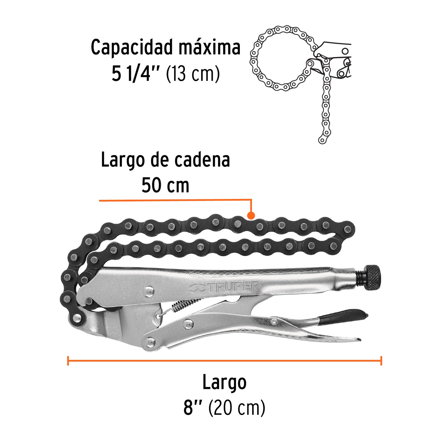 8" Chain Locking Pliers, TRUPER