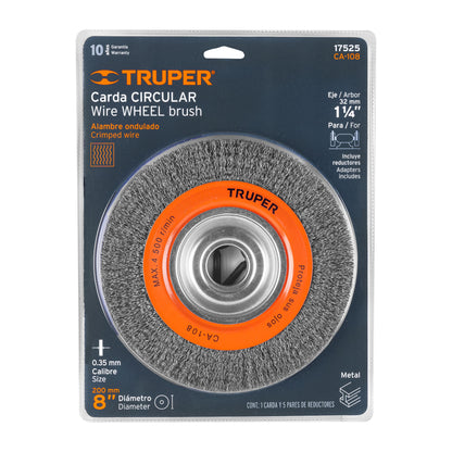 Crimped Wire Brush For Grinder, 8" x 7/8" TRUPER