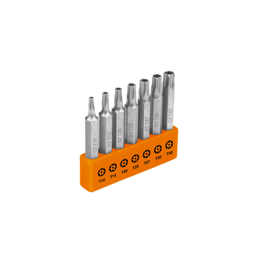 Torx Bit Set With Locking Mechanism, 7-Pcs Combination 2" Long, TRUPER EXPERT