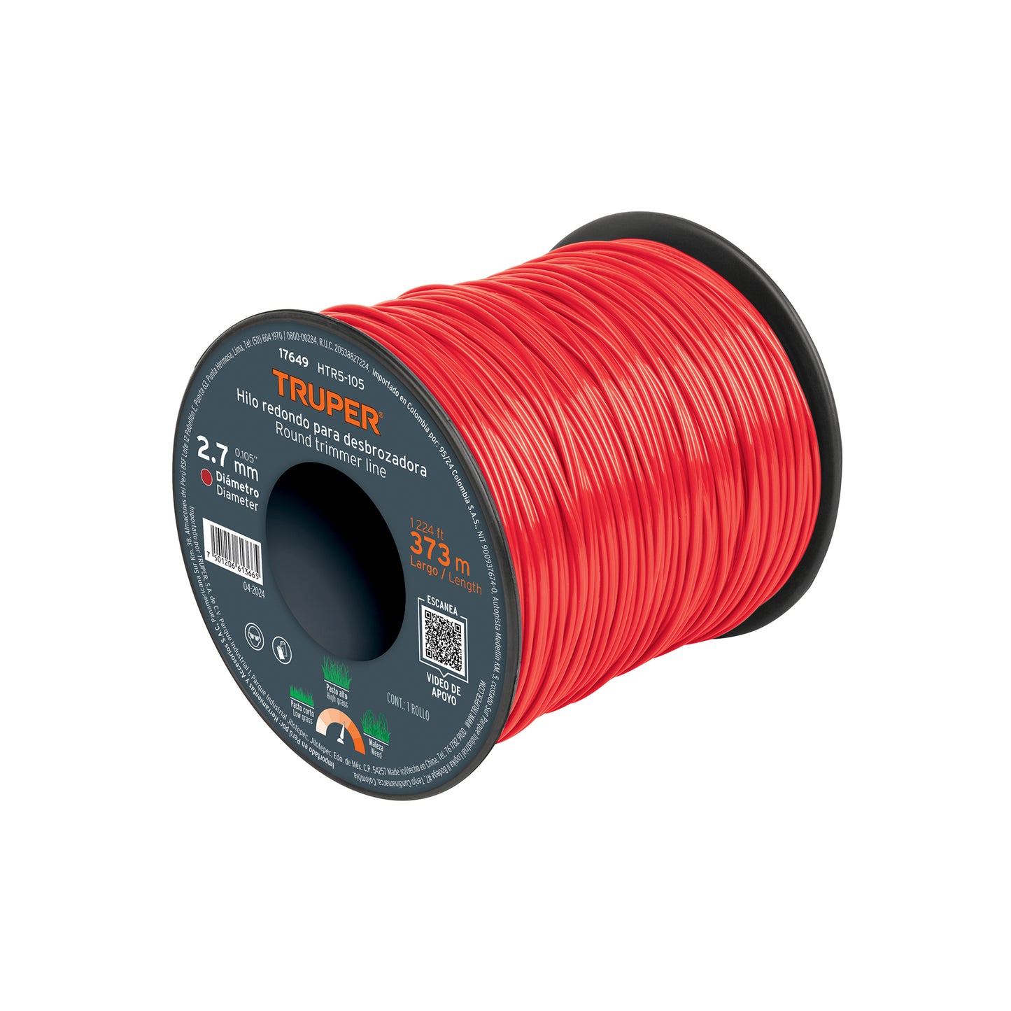 Round Thread, for Brush Cutter 2.7mm x 373m, Reel TRUPER