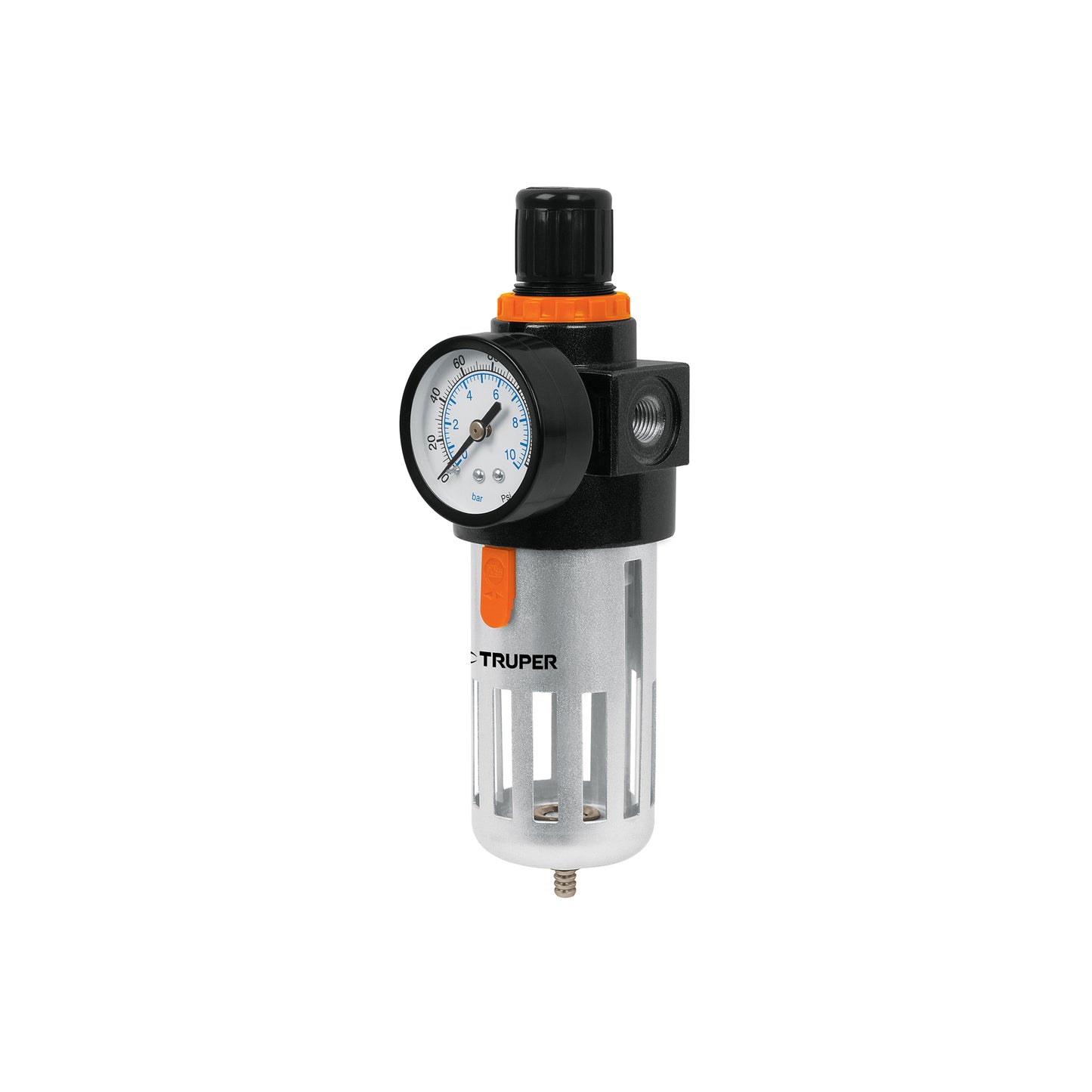 Filter and Regulator, Air Pressure, 1/4" NPT Thread, TRUPER